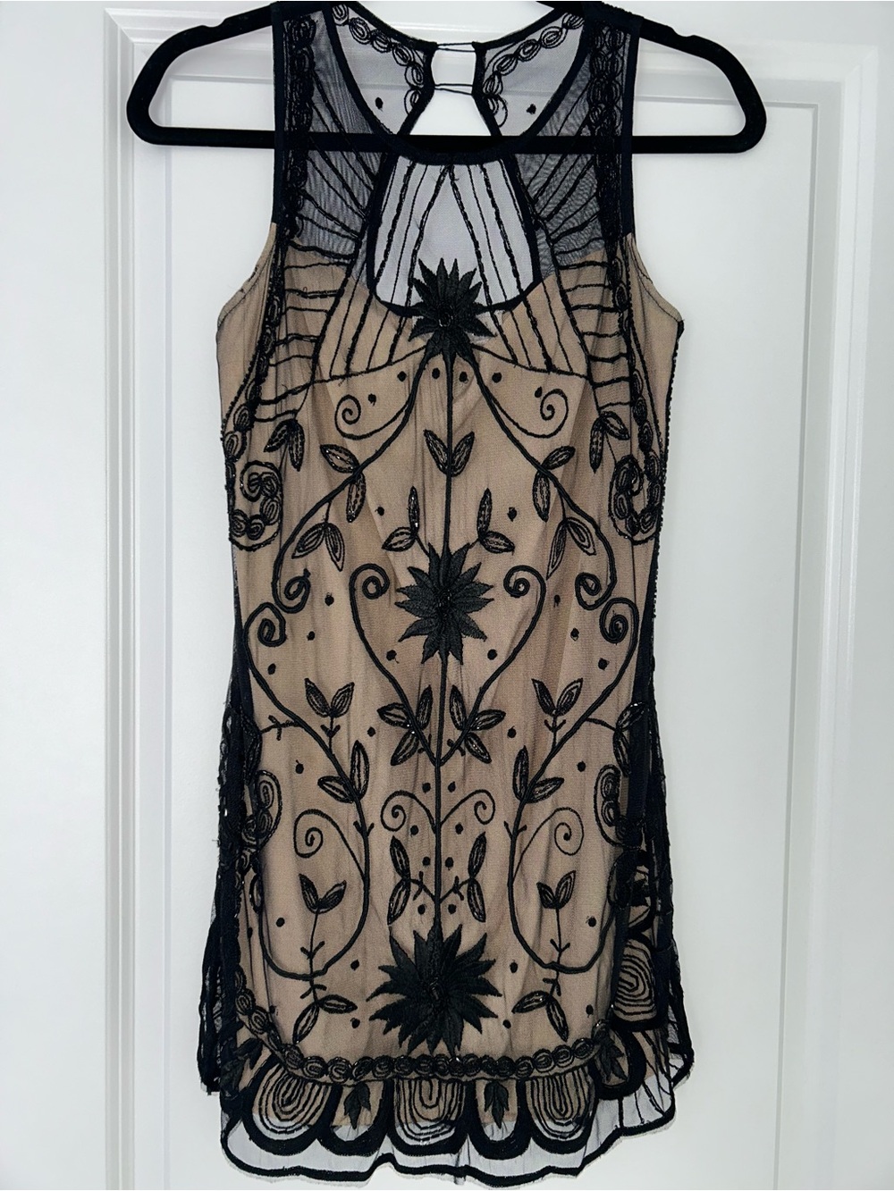 Abercrombie & Fitch Black and Nude Sheer Overlay Dress